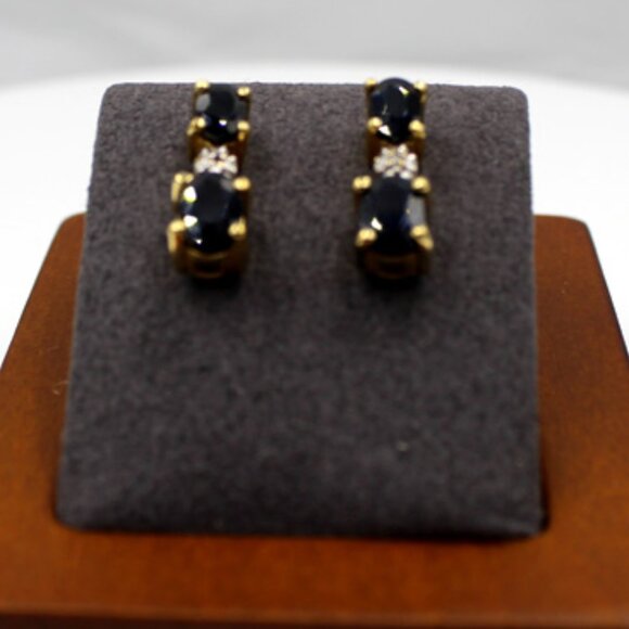 Sapphire and Diamond Earrings - Picture 5 of 7